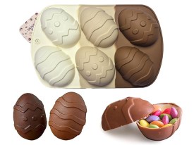 Molde silicona tricolor 6 huevos decorados 